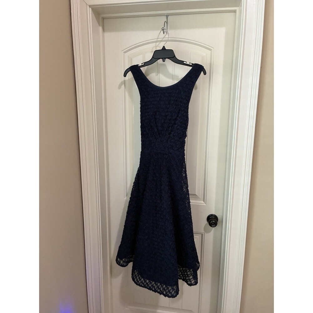 New Nicole Miller New York Elegant Sleeveless Dress Navy 12 NWT